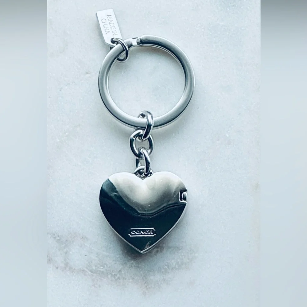 Coach Silver Heart Locket Keyring - Picture 5 of 11